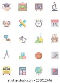 Vector school and education icon set
