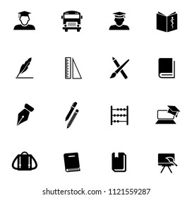 vector school education icons set - university diploma graduation symbols. student study computer science.