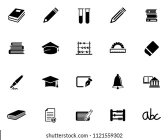 Vector School Education Icons Set - University Diploma Graduation Symbols. Student Study Computer Science.