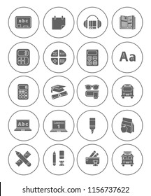 vector school & Education icons set - student learning and graduation symbols