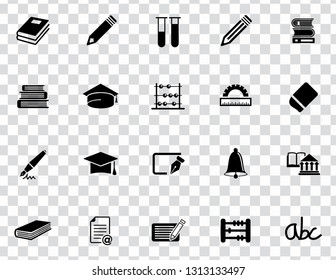 vector school education icons set - university diploma graduation symbols. student study computer science.