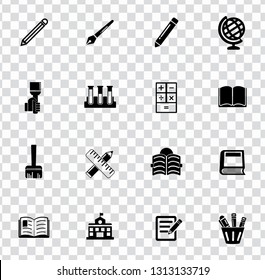 vector school education icons set - university diploma graduation symbols. student study computer science.