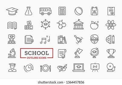 Vector School and education Icons. Thin line Modern Symbols for Web.