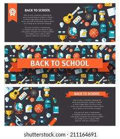 Vector school flat design flyer templates