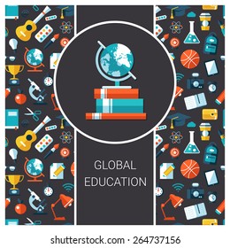 Vector school flat design flyer template