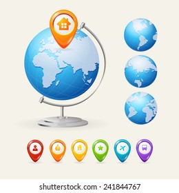 Vector school Globe set isolated on white backgroind