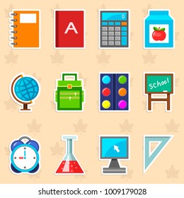 Vector school icons. Day of knowledge