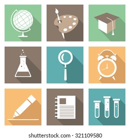 vector school icons set