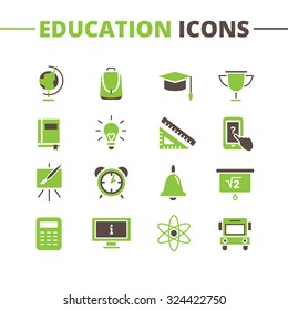 Vector school icons set. Minimalistic flat style symbols collection