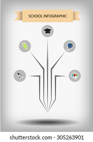 Vector : School infographic pencil concept on gray background
