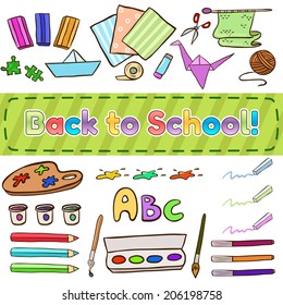 Vector school items. Back to school. elements of creativity. Set