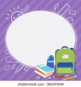 vector school kid frame design,school bag,Place for text 