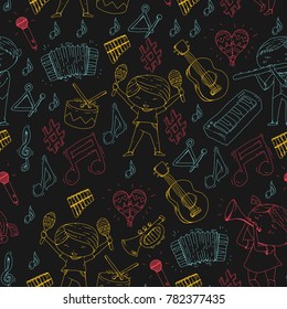 Vector school of music Musical theatre Kindergarten children with music instruments Drum, flute, accordion, trumpet, piano Music perfomance and school age kids Children orchestra