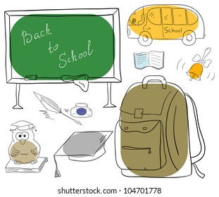 Vector school objects collection on a white background