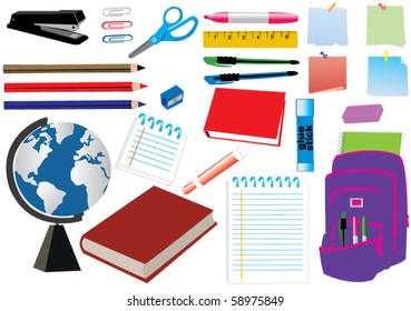 vector school or office supplies