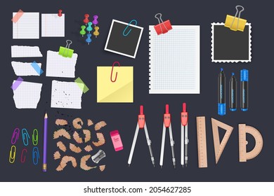 Vector school and office supplies icon set, office tools, vector format
