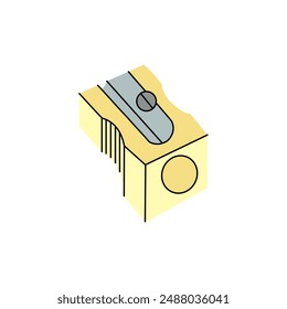 Vector  school and office supplies Illustration. Flat style sharpener sketch. Back to School. School essential illustration.