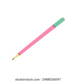 Vector de la escuela y material de oficina Ilustración.  Esbozo de lápices de estilo plano. De vuelta a la escuela. Ilustración esencial de la escuela.	