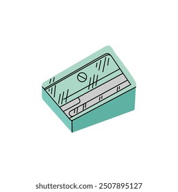 Vector school and office supplies Illustration. Flat style sharpener sketch. Back to School. School essential illustration.