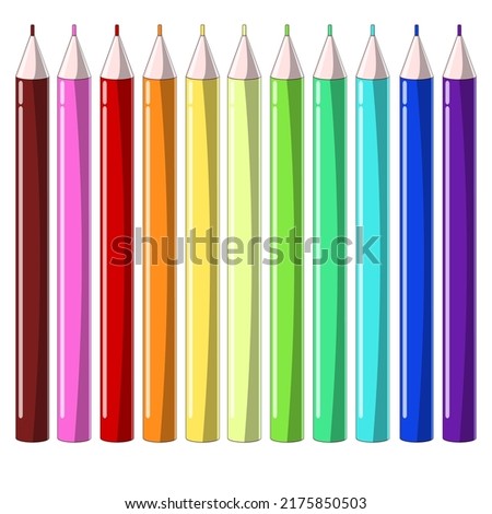 Vector school and office supplies stationery items assortment set colorful pensils. seamless colored pencils row. color pencils set