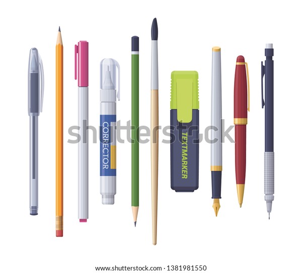 stationary pens and pencils