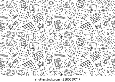 Vector school pattern. Education seamless background