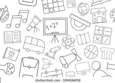 Vector school pattern. School seamless background
