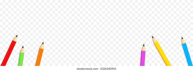 Vector school pencils. School pencils png. A set of multi-colored pencils in the corners. School supplies png.
