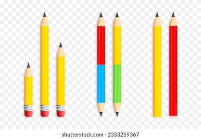 Vector school pencils. School pencils png. A set of different pencils png. School supplies png.