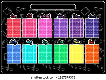 vector school planner , colorful calender
