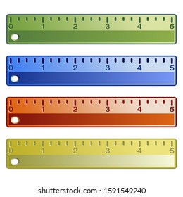 Vector school ruler in green, blue, orange and yellow colors