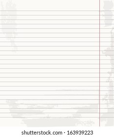 Vector school sheet of notebook in the ticker