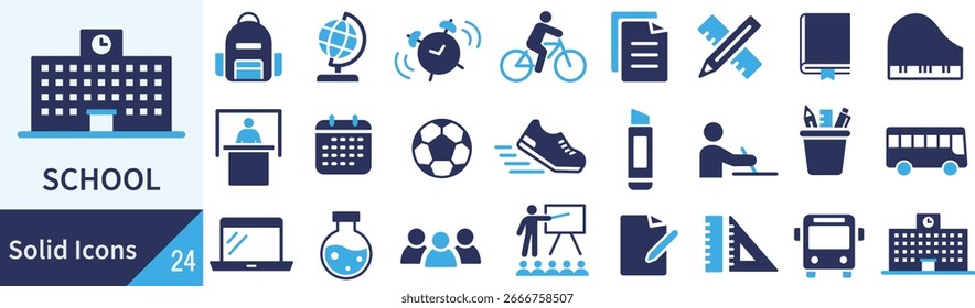 
Conjunto de iconos de silueta de escuela de Vector