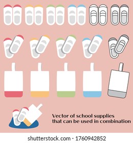 Vector de pantuflas y bolsas escolares