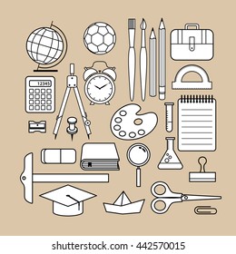 Vector school supply icon design collection.