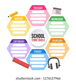 Vector - Vector school timetable, weekly curriculum design template