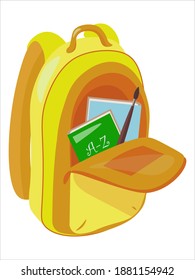 Vector school yellow backpackwith ABC book