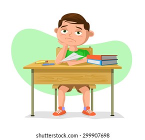 Vector schoolboy flat cartoon illustration