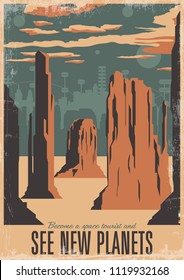 Vector Sci Fi Poster Retro Space Propaganda Stylization