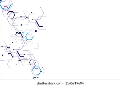 Vector science ant technology concept. Molecule sign. Lines and dots connected into network.