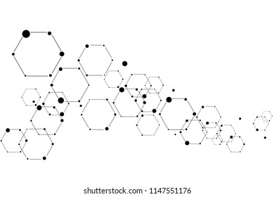 Vector science ant technology concept. Molecule sign. Lines and dots connected into network.