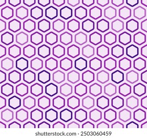 Vector de fondo de la ciencia. Celdas hexagonales redondeadas en negrita con relleno. Tonos de color púrpura. Formas hexagonales. Patrón sin fisuras. Ilustración vectorial basculante.