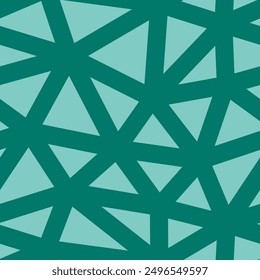 Vector science background. Teal color. Large triangles size. Heavy lines weight. Repeatable pattern. Seamless tileable vector illustration.