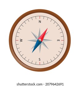 Vector science compass icon. Compass illustration in flat minimalism style. Compass with the image of the directions and the wind rose. EPS 10.