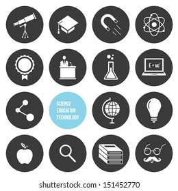 Vector Science Education and Technology Icons Set