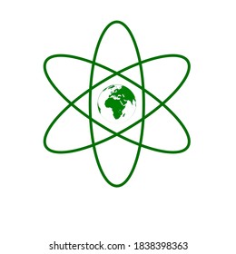 vector science icon with a green globe in the middle