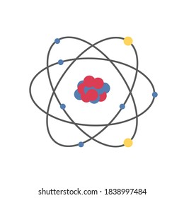 Vector science icon model of atom. Atomic nucleus structure with ,Atom. Illustration of atom molecule in white background