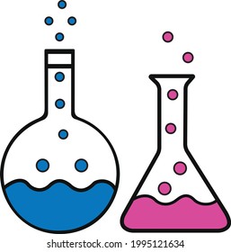 vector science Lab flask - chemical laboratory, chemistry research.
