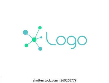 Vector science logo. Structure atom  and molecule illustration. Genetic laboratory logotype.