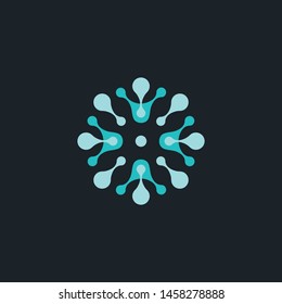 Vector of science logos, biology, physics, chemistry logo. Laboratory identity, atom logos, cells